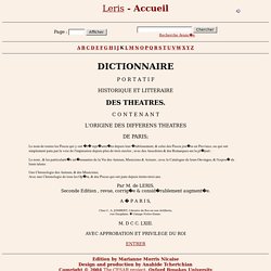 Dictionnaire portatif historique et littéraire des théâtres