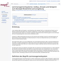 Lernmanagementsysteme: Aufbau, Einsatz und Verlgeich zum Konzept Persönliche Lernumgebung – Mepo - Interaktives Methodenportal