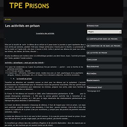 Les activités en prison - TPE Prisons