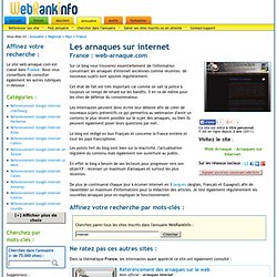 Les arnaques sur internet : Web-Arnaque - Arnaques sur Internet