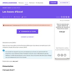 OpenClassrooms - Les bases d'Excel