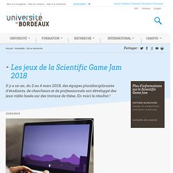 Les jeux de la Scientific Game Jam 2018
