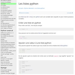 Apprendre à utiliser des listes en python : list array tableaux en python