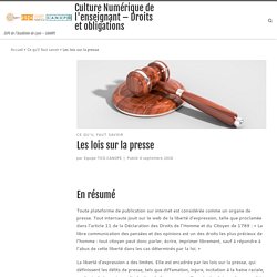 Les lois sur la presse (délits de presse, profs)