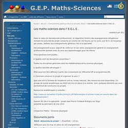 Les math-sciences dans l' E.G.L.S .