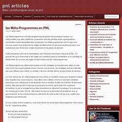 les Méta-Programmes en PNL