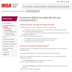 Les objectifs d'apprentissage