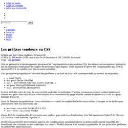 Les préfixes vendeurs en CSS