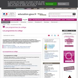 Les programmes du collège