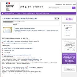 Les sujets d'examens de Bac Pro - Français