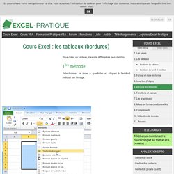 Cours Excel : les tableaux (bordures)