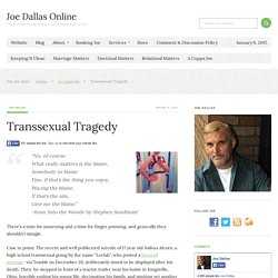 Who’s to blame when young lesbian, gay, or transsexual teens kill themselves?