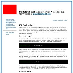 Learning the shell - Lesson 6: I/O Redirection