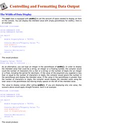 C++/CLI - Lesson 8: Controlling and Formatting Data Output