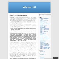 Lesson 19 — Enhancing Creativity « Wisdom 101