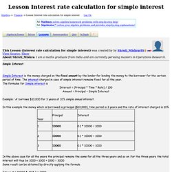 Lesson Interest rate calculation for simple interest