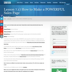 Lesson 7.1) How to Make a POWERFUL Sales Page