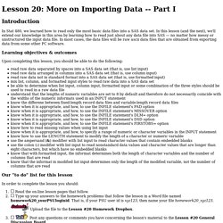 Lesson 20: More on Importing Data