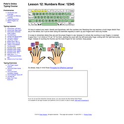 Lesson 12: Numbers Row: 12345 - Peter's Online Typing Course