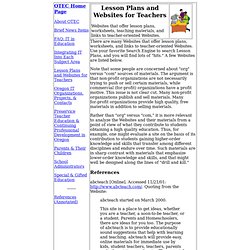 Lesson Plans and Websites for Teachers