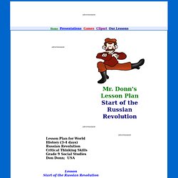 Mr Donn's Lesson Plan - Start of the Russian Revolution