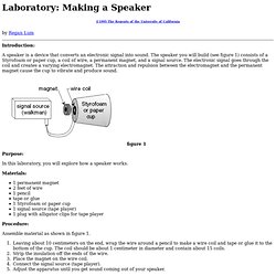 Lesson Plan for Making a Speaker Laboratory