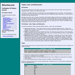 Lesson 6 - Tuples, Lists, and Dictionaries