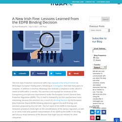 A New Irish Fine: Lessons Learned from the EDPB Binding Decision