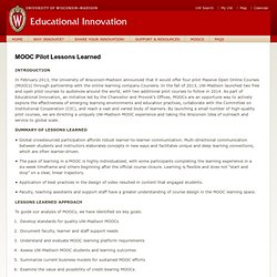 MOOC Pilot Lessons Learned