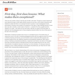 First day, first class lessons: What makes them exceptional? - Erica McWilliam -