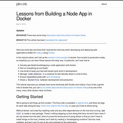 Lessons from Building a Node App in Docker