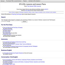 EFL/ESL Lessons and Lesson Plans from The Internet TESL Journal