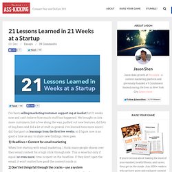 21 Lessons Learned in 21 Weeks at a Startup