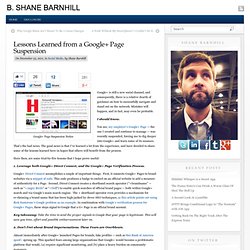 Lessons Learned from a Google+ Page Suspension