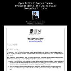 Open Letter to Barack Obama re: Truth Embargo