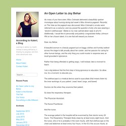 An Open Letter to Joy Behar – According to Kateri; a Blog