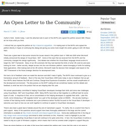 An Open Letter to the Community