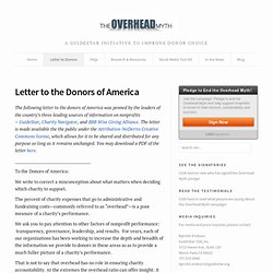 Letter to the Donors of America