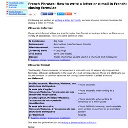 How to write a letter or e-mail in French: closing formulae
