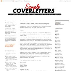 Sample Cover Letter for Graphic Designer