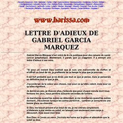 LETTRE D'ADIEUX DE GABRIEL GARCIA MARQUEZ