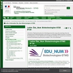 Lettre Édu_Num Biotechnologies-ST2S N°24 — Biotechnologies et STMS