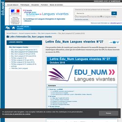 Lettre Édu_Num Langues vivantes N°27 — ressources Langues vivantes