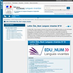 Lettre Édu_Num Langues vivantes N°31 — Langues vivantes