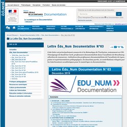 Lettre Édu_Num Documentation N°63 — Documentation (CDI)