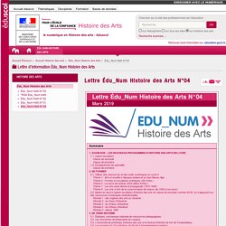 Lettre Édu_Num Histoire des Arts N°04 — Histoire des arts