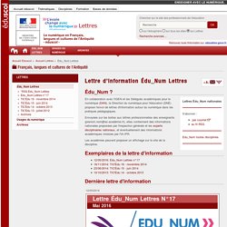 Lettre d'information Édu_Num Lettres — Lettres