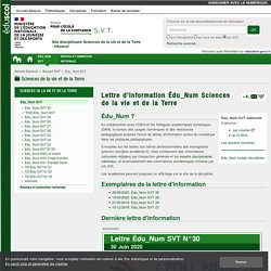 Lettre d'information Édu_Num Sciences de la vie et de la Terre — SVT