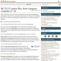 Lettre Édu_Num Langues vivantes n° 33 - Autour des langues