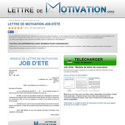 Job Dete Lettre De Motivation